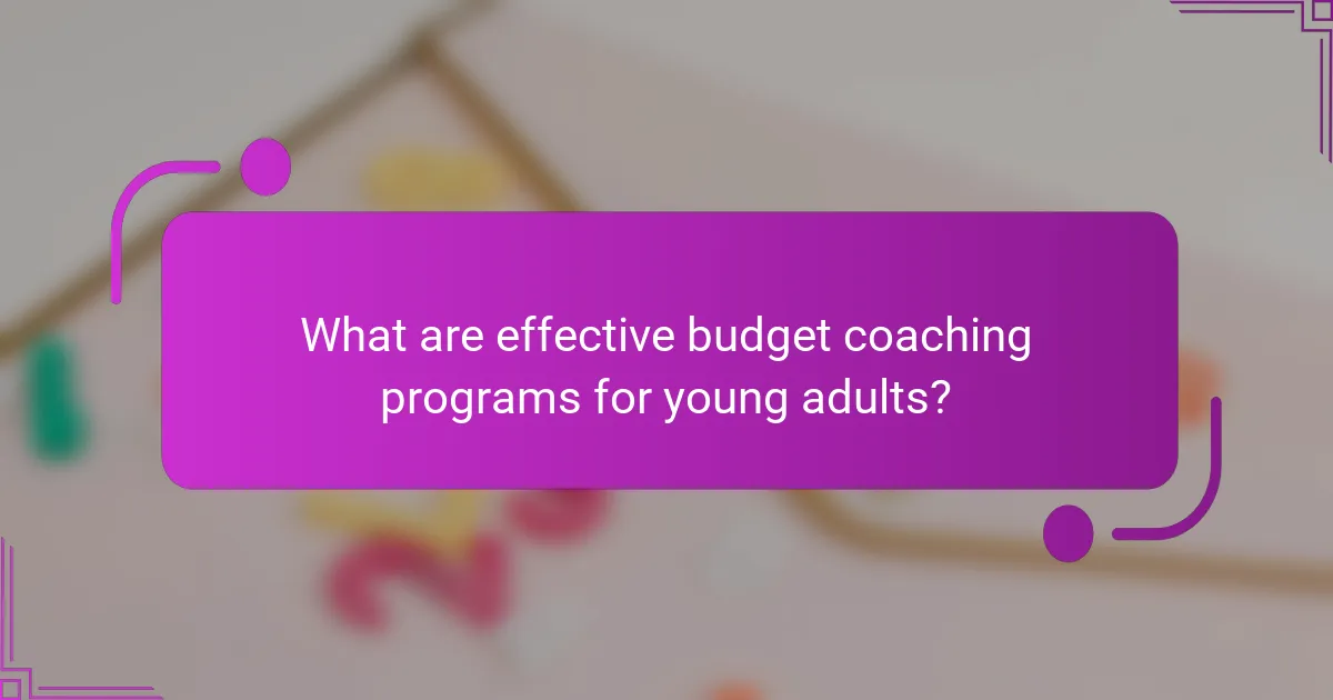 What are effective budget coaching programs for young adults?
