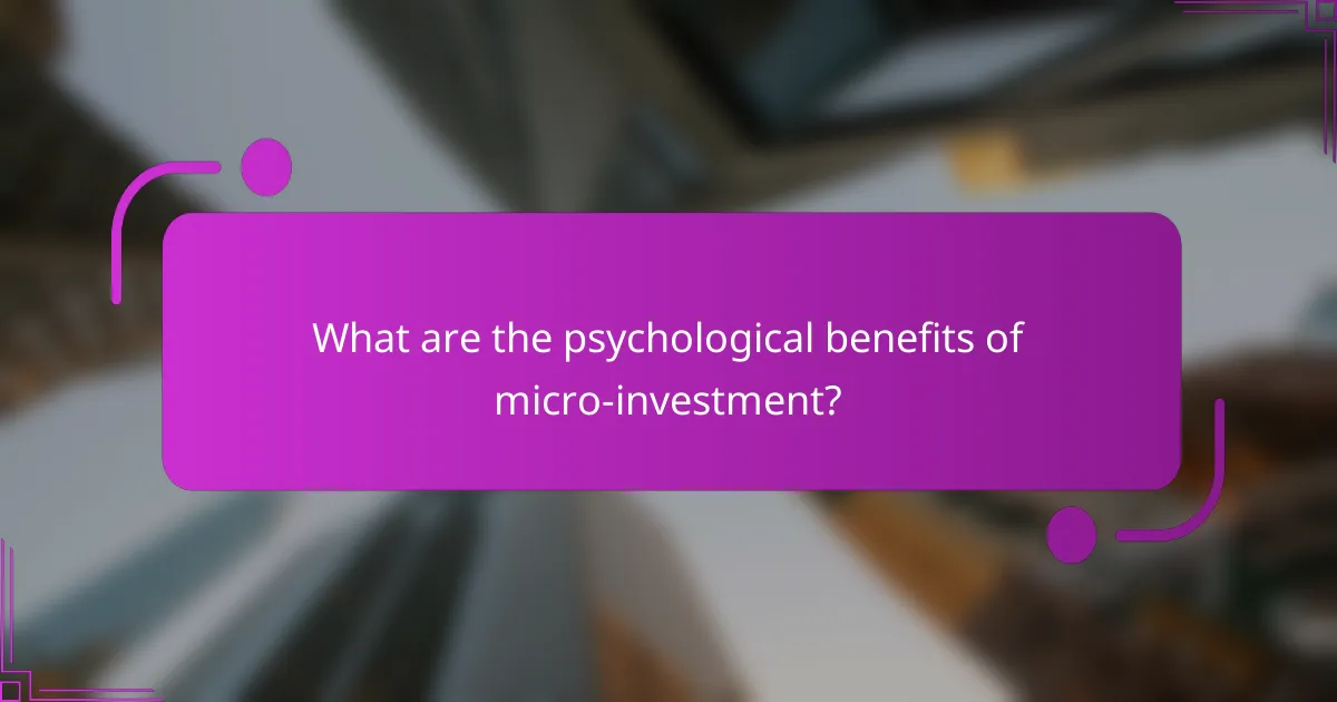 What are the psychological benefits of micro-investment?